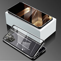 Custodia Lusso Alluminio Laterale Specchio 360 Gradi Cover per Apple iPhone 14 Pro Nero