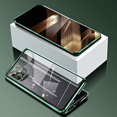 Custodia Lusso Alluminio Laterale Specchio 360 Gradi Cover per Apple iPhone 14 Pro Verde