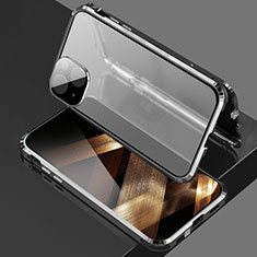 Custodia Lusso Alluminio Laterale Specchio 360 Gradi Cover per Apple iPhone 15 Nero