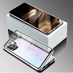 Custodia Lusso Alluminio Laterale Specchio 360 Gradi Cover per Apple iPhone 15 Pro Argento