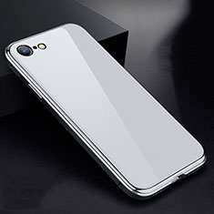 Custodia Lusso Alluminio Laterale Specchio 360 Gradi Cover per Apple iPhone 7 Bianco