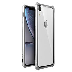 Custodia Lusso Alluminio Laterale Specchio 360 Gradi Cover per Apple iPhone XR Argento