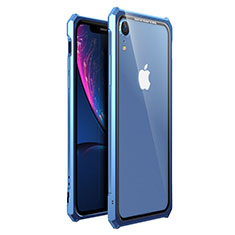 Custodia Lusso Alluminio Laterale Specchio 360 Gradi Cover per Apple iPhone XR Blu