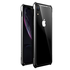 Custodia Lusso Alluminio Laterale Specchio 360 Gradi Cover per Apple iPhone XR Nero