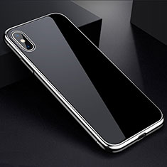 Custodia Lusso Alluminio Laterale Specchio 360 Gradi Cover per Apple iPhone Xs Argento