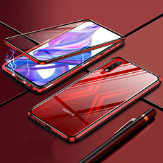 Custodia Lusso Alluminio Laterale Specchio 360 Gradi Cover per Huawei Enjoy 10 Rosso