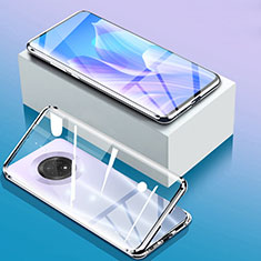 Custodia Lusso Alluminio Laterale Specchio 360 Gradi Cover per Huawei Enjoy 20 Plus 5G Argento