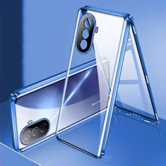 Custodia Lusso Alluminio Laterale Specchio 360 Gradi Cover per Huawei Enjoy 50 Blu