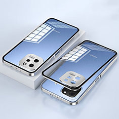 Custodia Lusso Alluminio Laterale Specchio 360 Gradi Cover per Huawei Enjoy 50z Argento