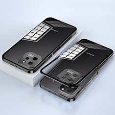 Custodia Lusso Alluminio Laterale Specchio 360 Gradi Cover per Huawei Enjoy 50z Nero
