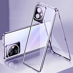 Custodia Lusso Alluminio Laterale Specchio 360 Gradi Cover per Huawei Honor 100 5G Viola