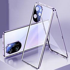 Custodia Lusso Alluminio Laterale Specchio 360 Gradi Cover per Huawei Honor 100 Pro 5G Viola