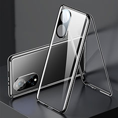 Custodia Lusso Alluminio Laterale Specchio 360 Gradi Cover per Huawei Honor 50 5G Nero