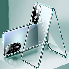 Custodia Lusso Alluminio Laterale Specchio 360 Gradi Cover per Huawei Honor 70 5G Verde