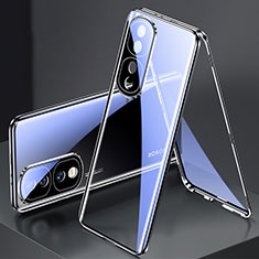 Custodia Lusso Alluminio Laterale Specchio 360 Gradi Cover per Huawei Honor 70 Pro 5G Nero