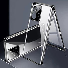 Custodia Lusso Alluminio Laterale Specchio 360 Gradi Cover per Huawei Honor 80 SE 5G Nero