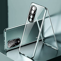 Custodia Lusso Alluminio Laterale Specchio 360 Gradi Cover per Huawei Honor 90 5G Verde