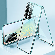 Custodia Lusso Alluminio Laterale Specchio 360 Gradi Cover per Huawei Honor 90 Pro 5G Blu