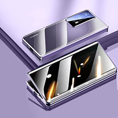 Custodia Lusso Alluminio Laterale Specchio 360 Gradi Cover per Huawei Honor Magic V2 5G Viola