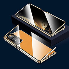 Custodia Lusso Alluminio Laterale Specchio 360 Gradi Cover per Huawei Honor Magic Vs 5G Oro