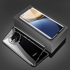 Custodia Lusso Alluminio Laterale Specchio 360 Gradi Cover per Huawei Honor Magic3 5G Nero
