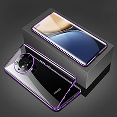 Custodia Lusso Alluminio Laterale Specchio 360 Gradi Cover per Huawei Honor Magic3 5G Viola