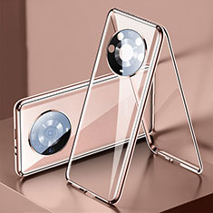 Custodia Lusso Alluminio Laterale Specchio 360 Gradi Cover per Huawei Honor Magic3 Pro 5G Oro