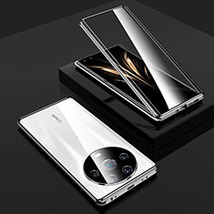 Custodia Lusso Alluminio Laterale Specchio 360 Gradi Cover per Huawei Honor Magic4 Ultimate 5G Argento
