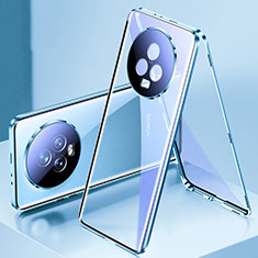 Custodia Lusso Alluminio Laterale Specchio 360 Gradi Cover per Huawei Honor Magic5 5G Blu
