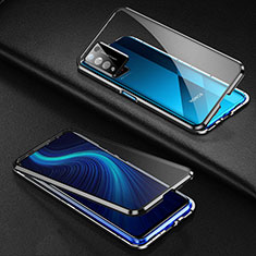 Custodia Lusso Alluminio Laterale Specchio 360 Gradi Cover per Huawei Honor X10 5G Nero