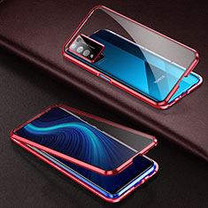 Custodia Lusso Alluminio Laterale Specchio 360 Gradi Cover per Huawei Honor X10 5G Rosso