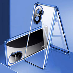 Custodia Lusso Alluminio Laterale Specchio 360 Gradi Cover per Huawei Honor X40i 5G Blu
