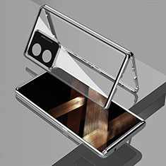 Custodia Lusso Alluminio Laterale Specchio 360 Gradi Cover per Huawei Honor X5 Plus Argento