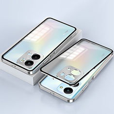 Custodia Lusso Alluminio Laterale Specchio 360 Gradi Cover per Huawei Honor X7a Argento