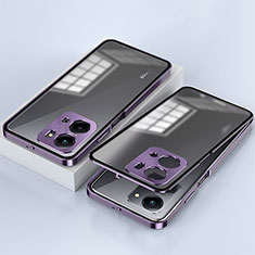 Custodia Lusso Alluminio Laterale Specchio 360 Gradi Cover per Huawei Honor X7a Viola