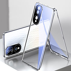 Custodia Lusso Alluminio Laterale Specchio 360 Gradi Cover per Huawei Honor X7b Argento