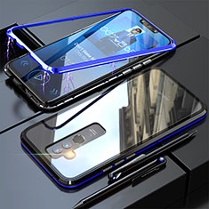 Custodia Lusso Alluminio Laterale Specchio 360 Gradi Cover per Huawei Mate 20 Lite Blu