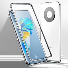 Custodia Lusso Alluminio Laterale Specchio 360 Gradi Cover per Huawei Mate 40 Pro Bianco