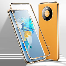 Custodia Lusso Alluminio Laterale Specchio 360 Gradi Cover per Huawei Mate 40E Pro 5G Giallo