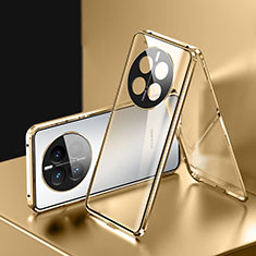 Custodia Lusso Alluminio Laterale Specchio 360 Gradi Cover per Huawei Mate 50 Oro