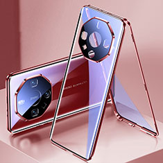 Custodia Lusso Alluminio Laterale Specchio 360 Gradi Cover per Huawei Mate 60 RS Ultimate Rosso