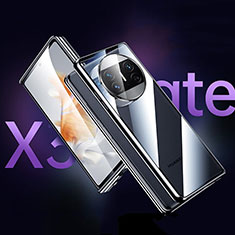 Custodia Lusso Alluminio Laterale Specchio 360 Gradi Cover per Huawei Mate X3 Nero