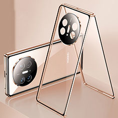 Custodia Lusso Alluminio Laterale Specchio 360 Gradi Cover per Huawei Mate X3 Oro