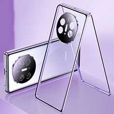 Custodia Lusso Alluminio Laterale Specchio 360 Gradi Cover per Huawei Mate X3 Viola