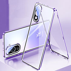 Custodia Lusso Alluminio Laterale Specchio 360 Gradi Cover per Huawei Nova 10 Pro Viola