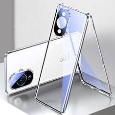 Custodia Lusso Alluminio Laterale Specchio 360 Gradi Cover per Huawei Nova 11 Argento