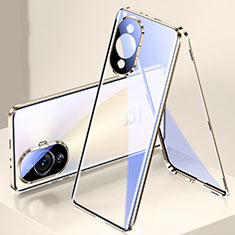 Custodia Lusso Alluminio Laterale Specchio 360 Gradi Cover per Huawei Nova 11 Pro Oro