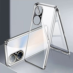 Custodia Lusso Alluminio Laterale Specchio 360 Gradi Cover per Huawei Nova 11i Argento
