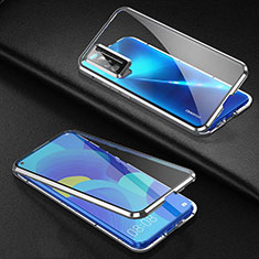 Custodia Lusso Alluminio Laterale Specchio 360 Gradi Cover per Huawei Nova 7 5G Argento