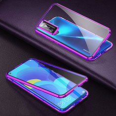 Custodia Lusso Alluminio Laterale Specchio 360 Gradi Cover per Huawei Nova 7 5G Viola